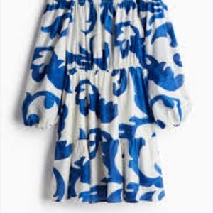 H&M Blue and White Long Sleeve Dress